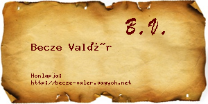Becze Valér névjegykártya